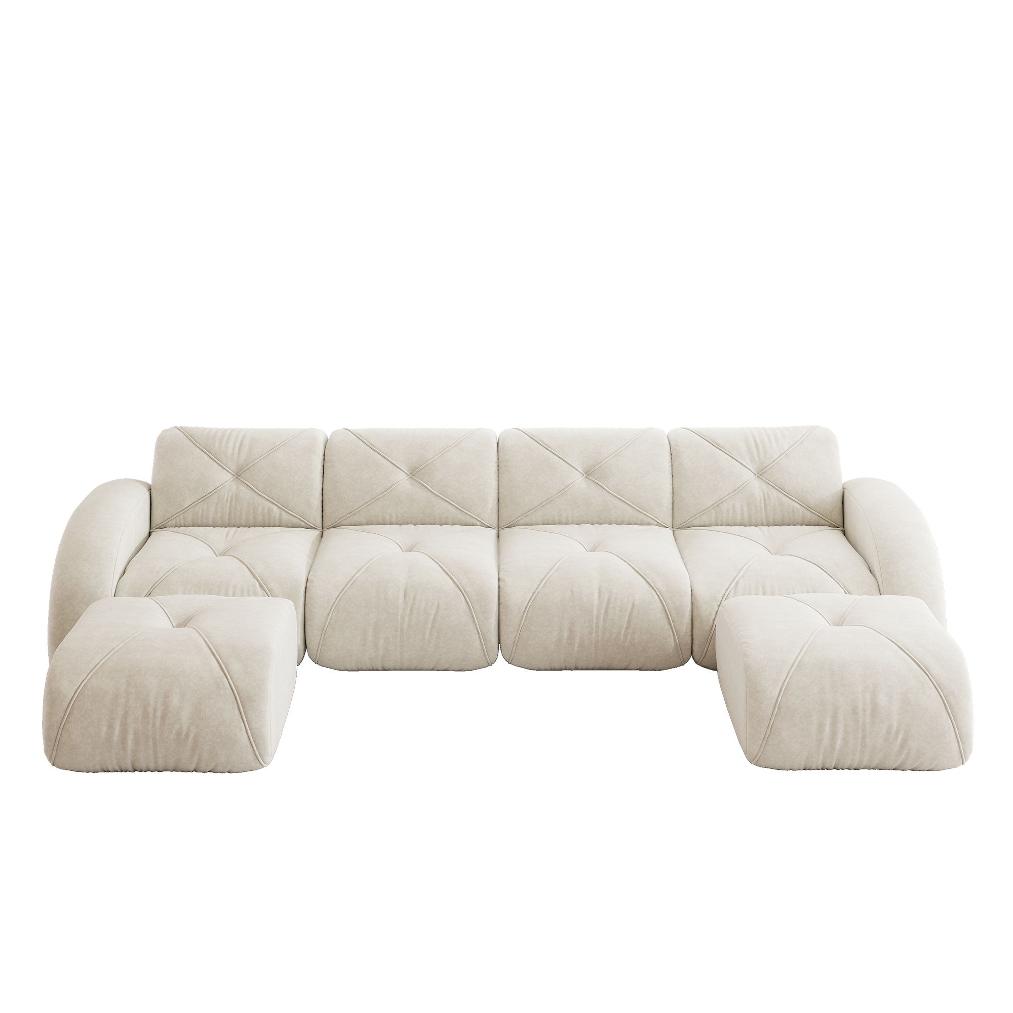 moduulisohva 4-paikkainen vaaleanbeige chenille