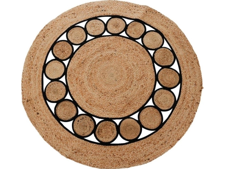 H&amp S Decoration BOHO punottu juutti matto iso pyöreä 120cm