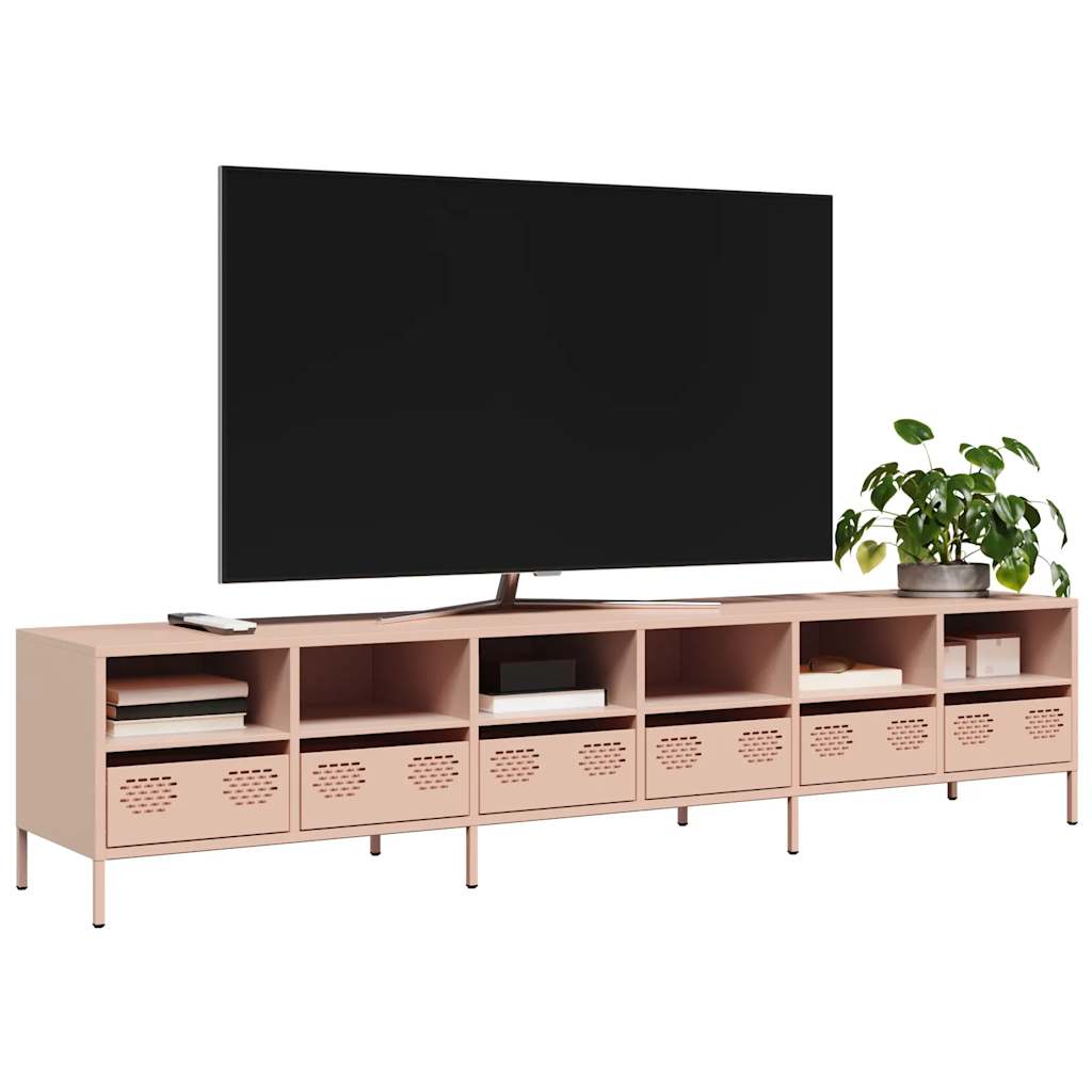 vidaXL TV-taso pinkki 202x39x43,5 cm kylmävalssattu teräs