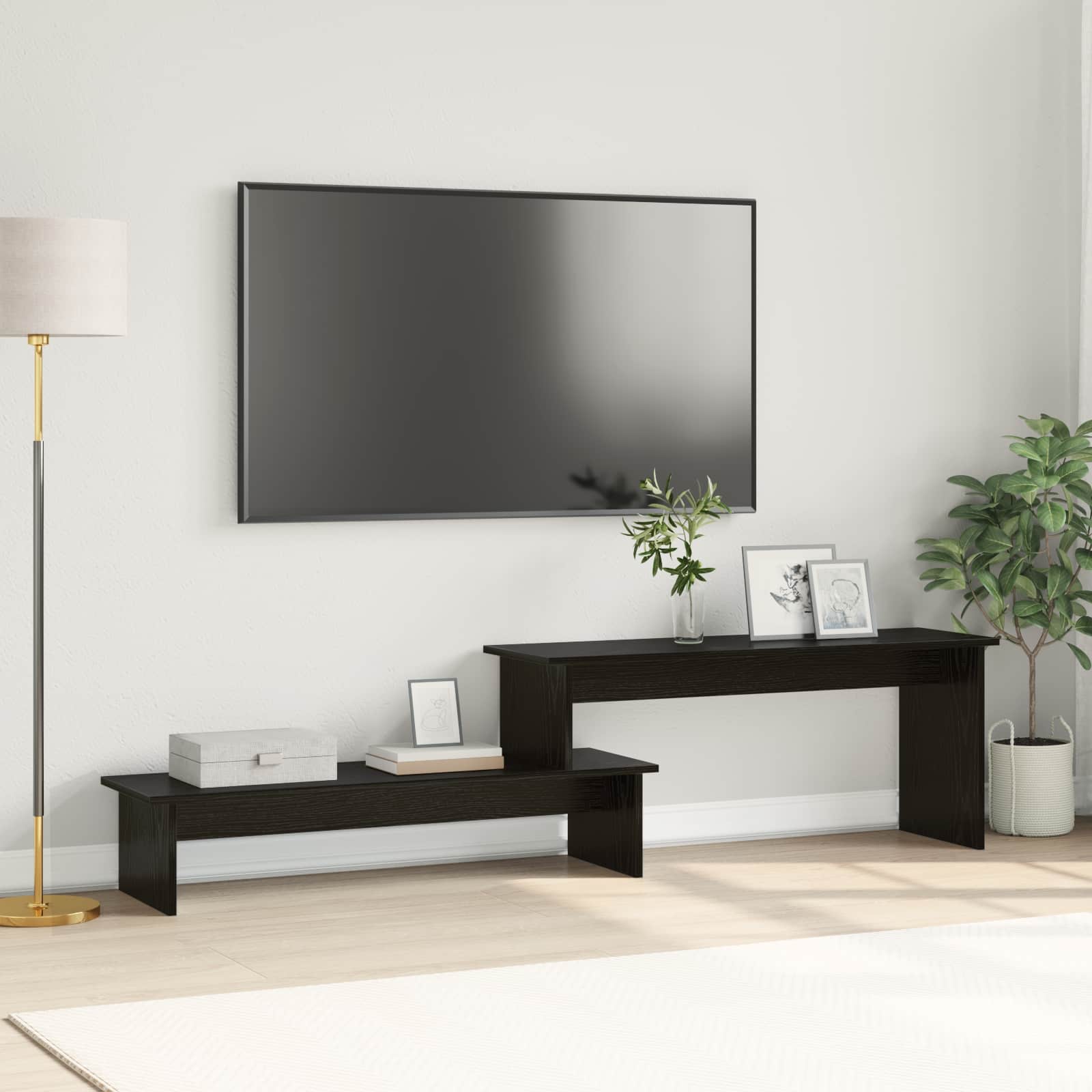 vidaXL TV-tasosetti 180,5 x 30 x 43 cm Musta tammi. Tekninen puu