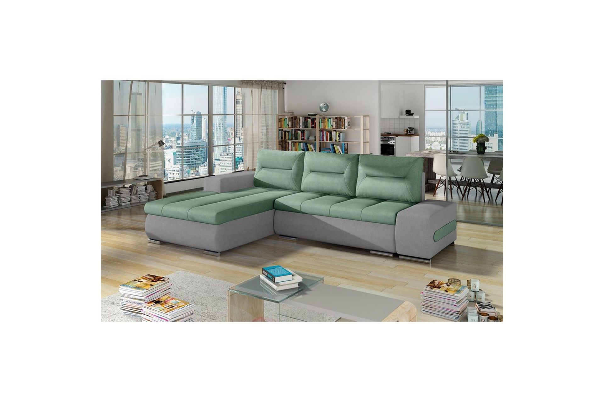 Kulmasohva Eltap Ottavio 275x180x85 cm - Soro 34, Soro 83, Vihreä, Valkoinen, Vasen
